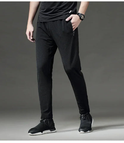 High quality Mesh hole Refrigeration Fitness Sports Pants Men Elastic Breathable Sweat Running Training Gym Basketball Trousers