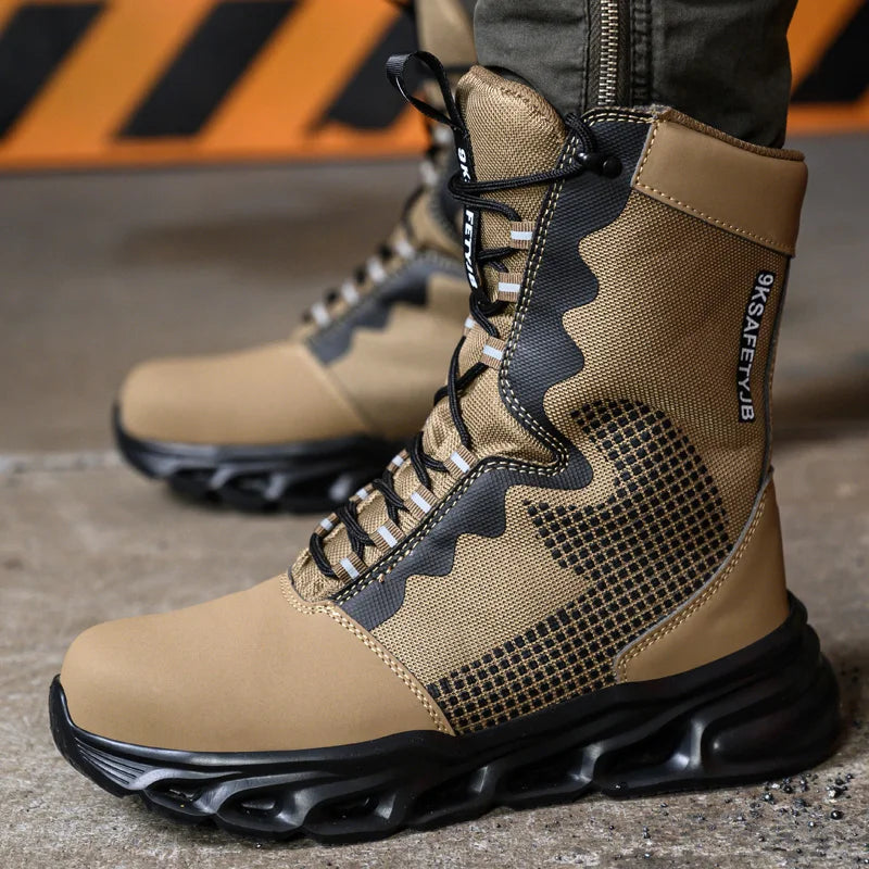 Safety Shoes Men Boots High Top Work Sneakers Steel Toe Anti-smash Puncture-Proof Work Boots Breathable Indestructible Shoes