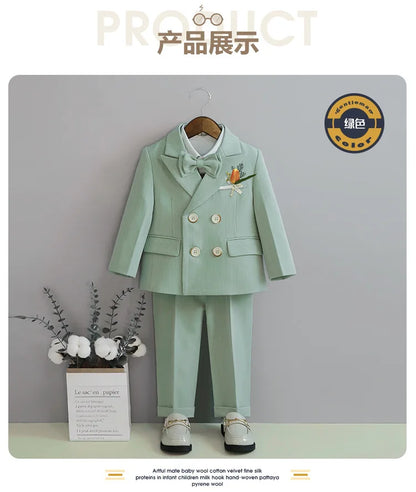 Flower Boys Photography Suit Baby Kids Formal Ceremony Costume Children Birthday Wedding Party Dress Performance Tuxedo Set