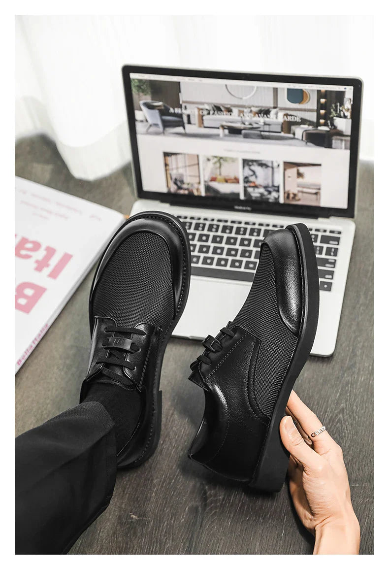 Summer New Leather Shoes Men's Business Hollow Holes Soft Bottom Men's Sandals Formal Wear Breathable Office Dress Shoes for Men