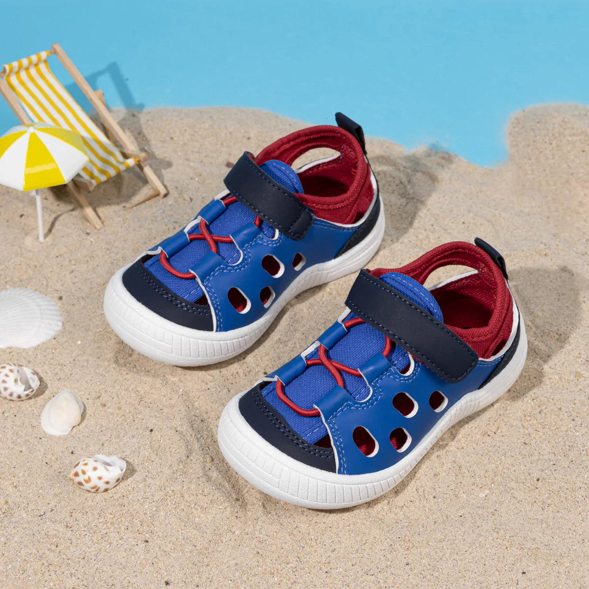 Toddler Little Kid Boys & Girls Closed Toe Sandals Velcro Breathable Cutout Summer Beach Casual Shoes