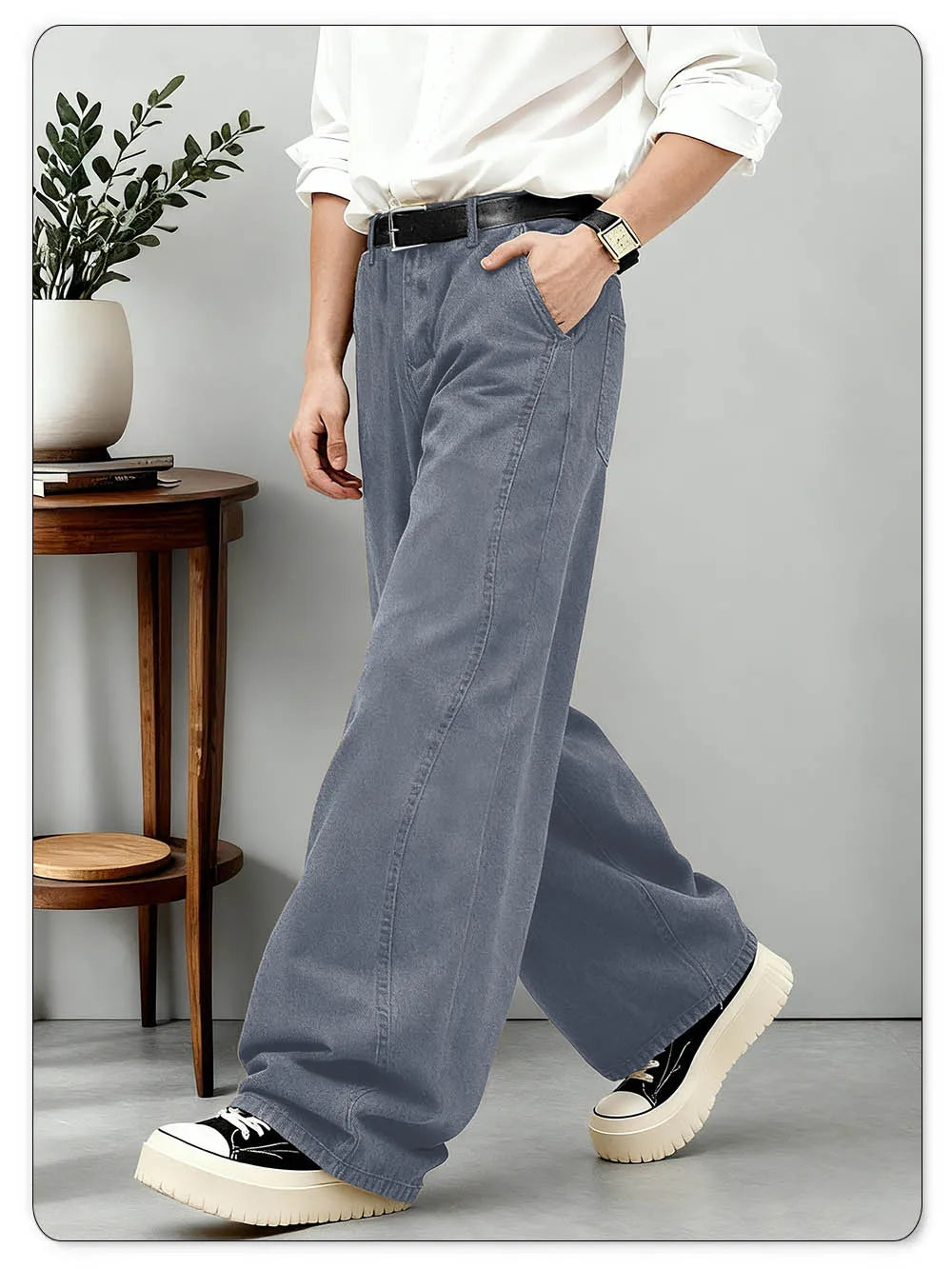 American Men's Retro Brown Ultra Baggy Wide Leg Jeans Street Casual Embroidery Oversized Men's Clothes Unisex Denim Pants
