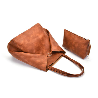 Retro 2 Set Bag Shoulder Bags High Capacity Tote Bags Metal Button Handbags Solid Color Multifunction Beach Bag For Ladies
