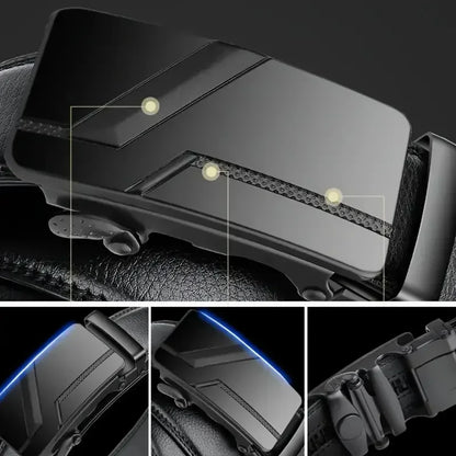 Fashion Automatic Buckle Belt for Men Famous Brand Business Belt Men PU Leather Waist Straps Black Male Jeans Belts for Men