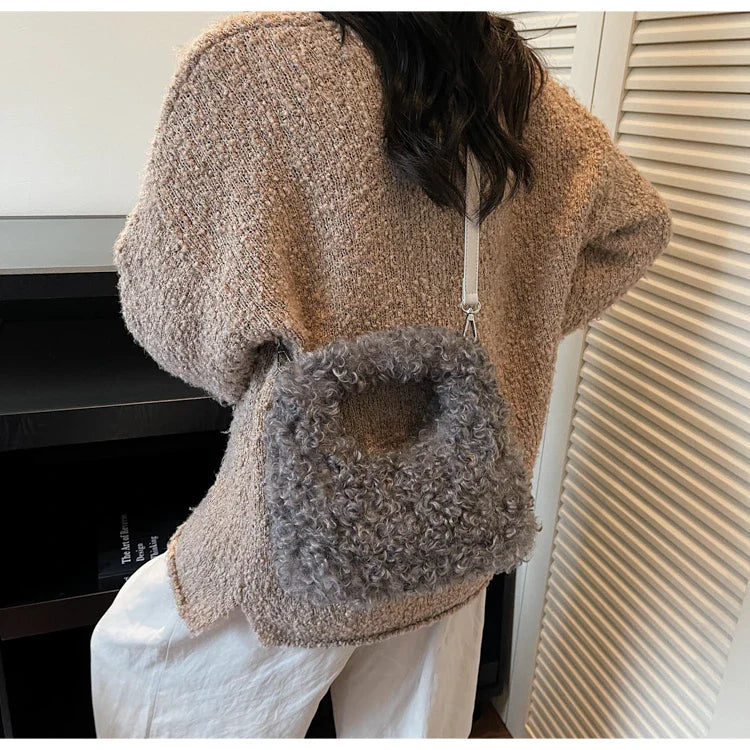 Plush Sweet Shoulder Bags for Women Cute Autumn and Winter 2025 New Versatile Fashion Large Capacity Women's Handbags