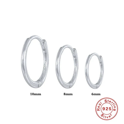 100% Real S925 Sterling Silver Jewerl Hoop Earrings For Women Girls Trendy O Shape Round Cirle Earring orecchini donna joyeria