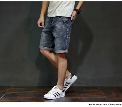 Men Gray Denim Shorts Jeans Pants Good Quality Men Cotton Knee Length Short Jeans New Summer Male Large Size Denim Shorts 42