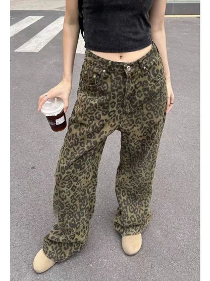 Women Denim Pants Vintage Fashion Female High Waist Casual Straight Jeans