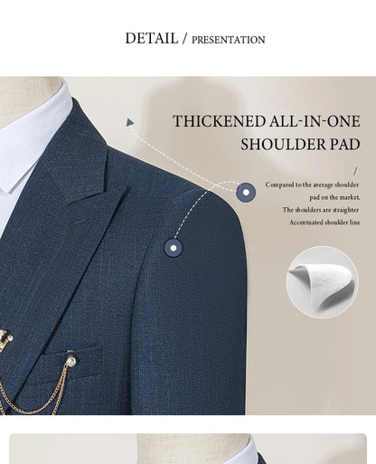 High-end Brand Formal Business Men's Suits Single Breasted Solid Color Slim Fit Suit wedding three-piece