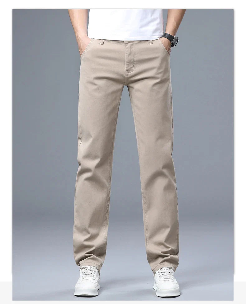 Men's Straight Leg Jeans Slim Fit Stretch Comfort Denim Pants Korean Casual Fashion Minimalist Business Male Daily Trousers