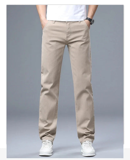 Men's Straight Leg Jeans Slim Fit Stretch Comfort Denim Pants Korean Casual Fashion Minimalist Business Male Daily Trousers