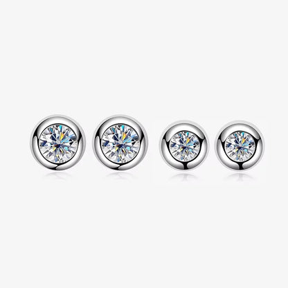 2 in 1 Round Bubble Full D Color Moissanite Stud Earrings for Women 925 Silver All Diamond Earring Pierced Ear Fine Jewelry