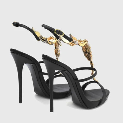 Shiny Crystal Rhinestone Gold Metal Decoration Pumps Sexy Pointed Toe Thin Heel New Arrvials Fashion Women Modern Shoes