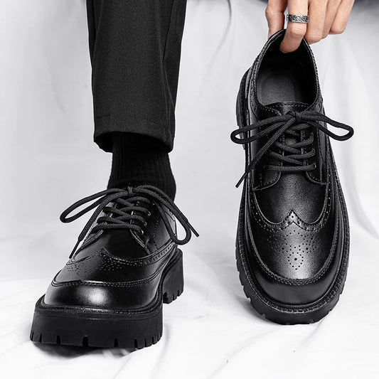 Men's Oxford Shoes Black Groom Wedding Shoes Men's Formal Leather Shoes Classic Business Formal Men's Prom Shoe