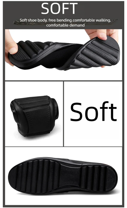 Men's fashion leather shoes Four Season new plus size casual soft sole white shoes anti slip outdoor business dress leather shoe