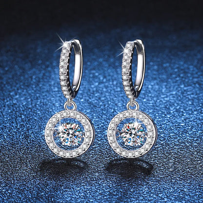 Real Moissanite Jewelry Set 925 Sterling Silver Sparking Beating Heart Diamond Pendants Necklace Hoop Earrings For Women Gift