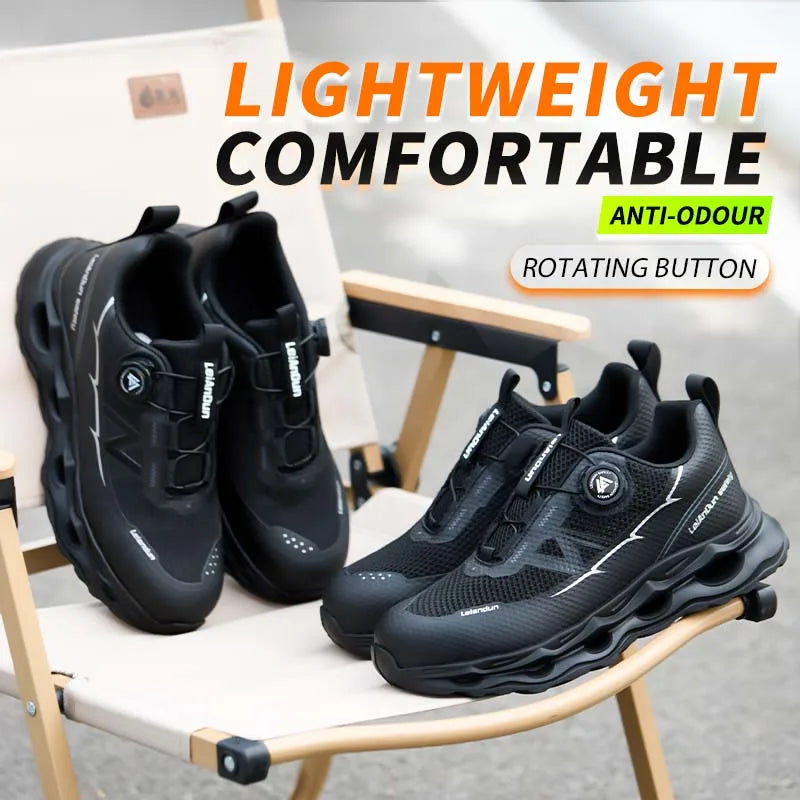 Rotary Button Design for Professional Use Men's Safety Work Shoes Anti-Impact Anti-Piercing Fashionable Sports Style