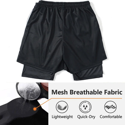 Men's Anime Performance Shorts Manga Print 2 in 1 Gym Shorts Compression