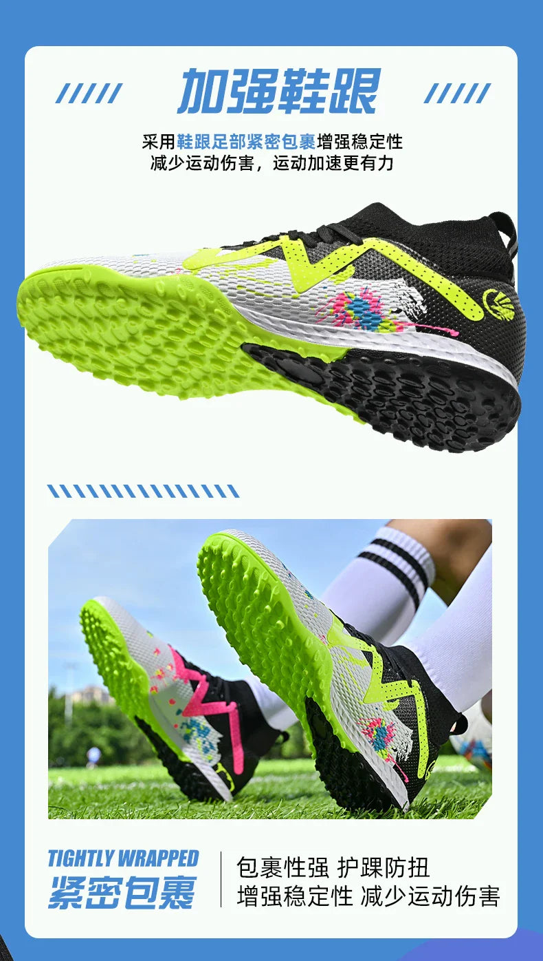 Men New TF Football Boots Society Indoor Original Top Quality Non Slip Male Soccer Shoes Sneakers Ultralight Breathable Ankle