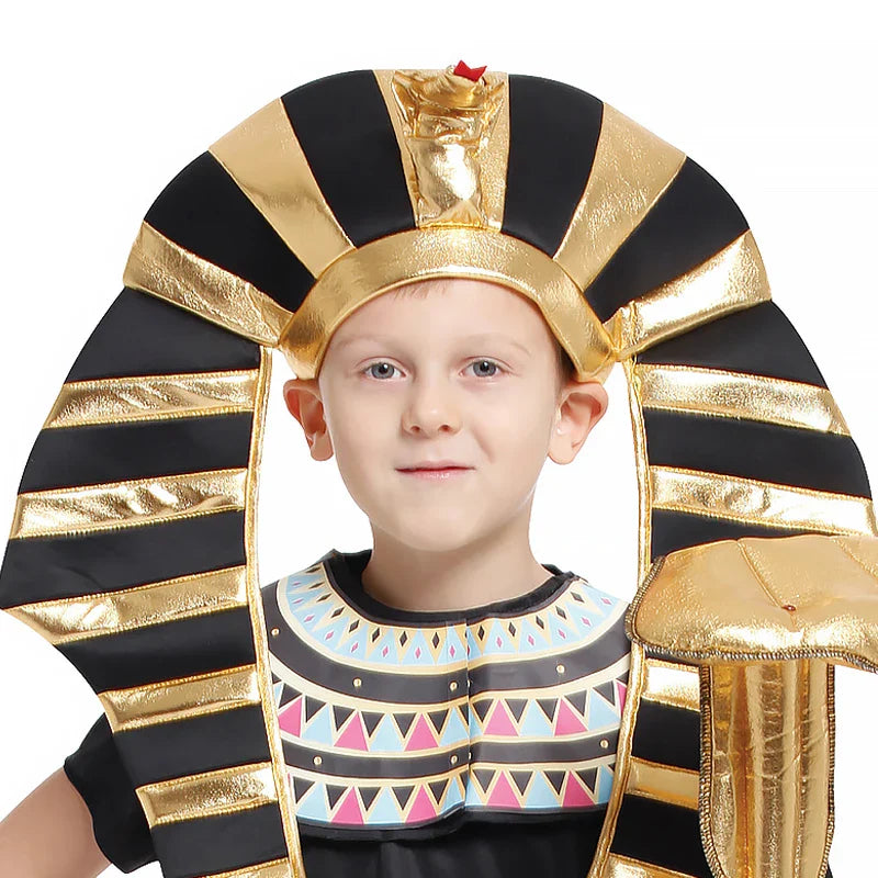 Child Ancient Egyptian King Pharaoh Cosplay Kids Fancy Dress Historical Theme Party Costume