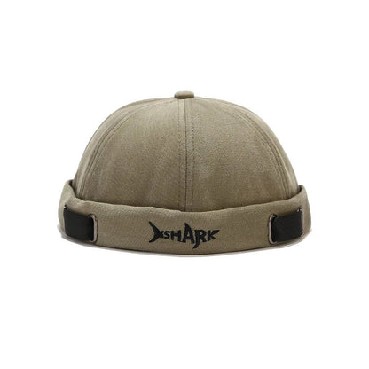 Embroidery Docker Cap Without Visor Shark Letter Brimless Caps Beanies Dome Adjustable Skullcap Solid Color Fashion Hat