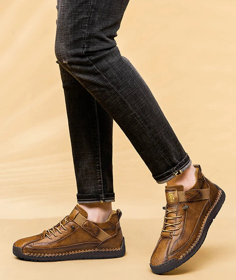 CLOHOO Botas Casuais Esportivas Masculinas Cano Alto Feitas à Mão Respiráveis para Uso ao Ar Livre com Opções de Tamanho Estendido Botas Clássicas de Tornozelo