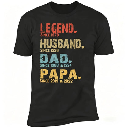 Personalized Dad Shirt, Custom Daddy Shirts for Men, Legend Grandpa T-Shirt, Gifts for Fathers Day Birthday S-3XL