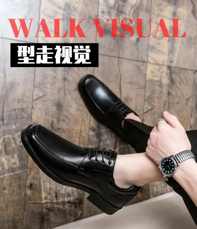 Men's Dress Shoes Classic Formal Leather Shoes For Men Square Toe Social Casual Business Shoes Man Party Wedding Leather Men