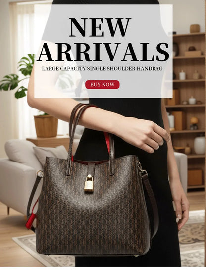 Premium Versatile Leather Crossbody Bag Ladies Large Capacity Daily Commuter Tote Bag Letter Print Design Ladies Fashion