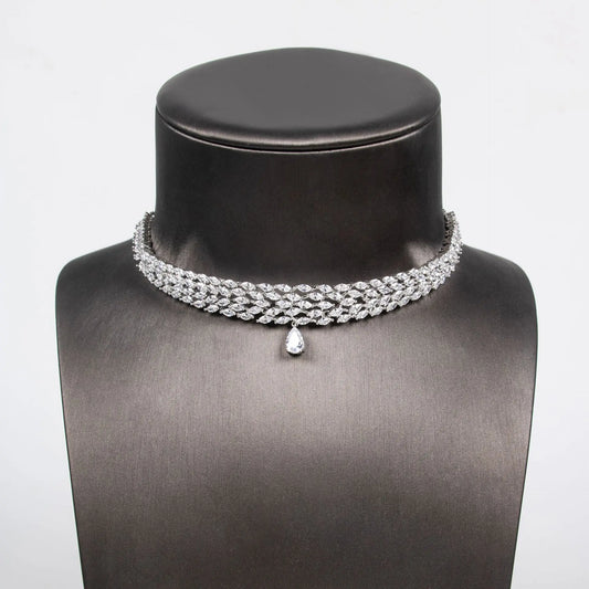 Luxury Necklace Pendant Water Drop Jewelry Necklace Earrings Graduation Dress Versatile Set Party Event Wedding S-589