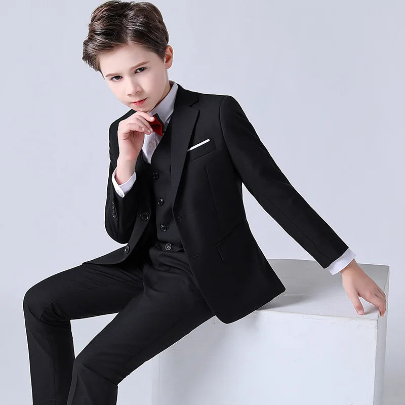 1-14 Years Children Boy Wedding Suit Black Nave Blue Elegant Suits For Children Boys Suits Outfits Set Teenager Kids Suits