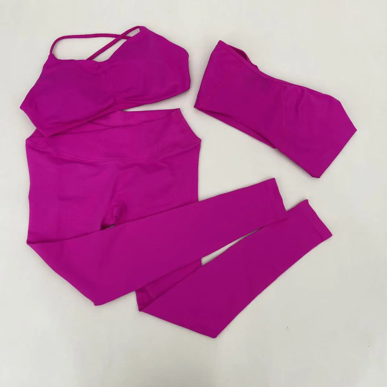 Yoga Vision Shrug 3 Pieces Top Leggings Gym Set Women's Seamless High Elastic Longline Vest Buttock lift  Exercise Shorts Set