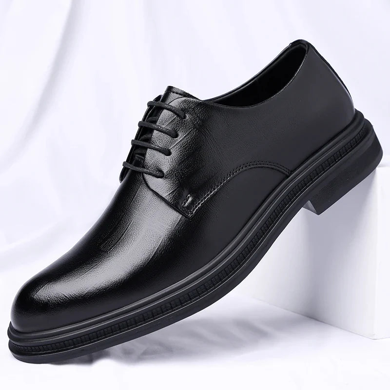 Men's 6cm/8cm Height Increase Breathable Hollow Out Oxford Dress Shoes Leather Formal Business Wedding Groom Shoes for Summer