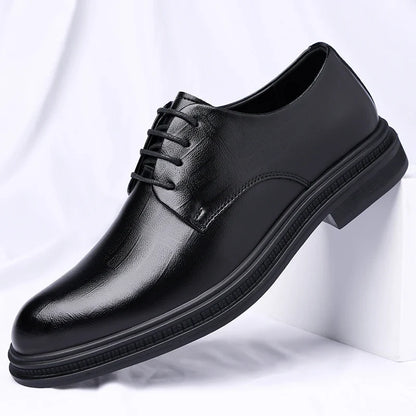 Men's 6cm/8cm Height Increase Breathable Hollow Out Oxford Dress Shoes Leather Formal Business Wedding Groom Shoes for Summer
