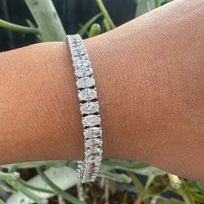 0.5Carat Oval Cut Full Moissanite Tennis Bracelets For Women 100% 925 Sterling Silver D VVS1 Diamond Bangle With  Certificate