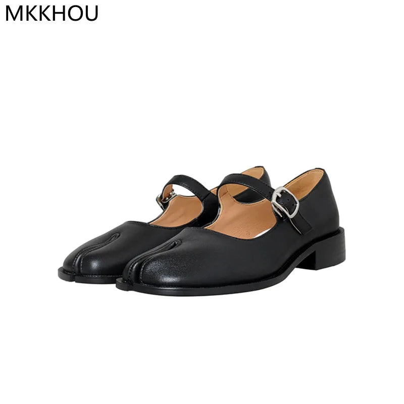 Fashion Women's Shoes New High Quality Leather Split Toe Mary Jane Shoes Comfortable Low Heel Women Shoes Lolita