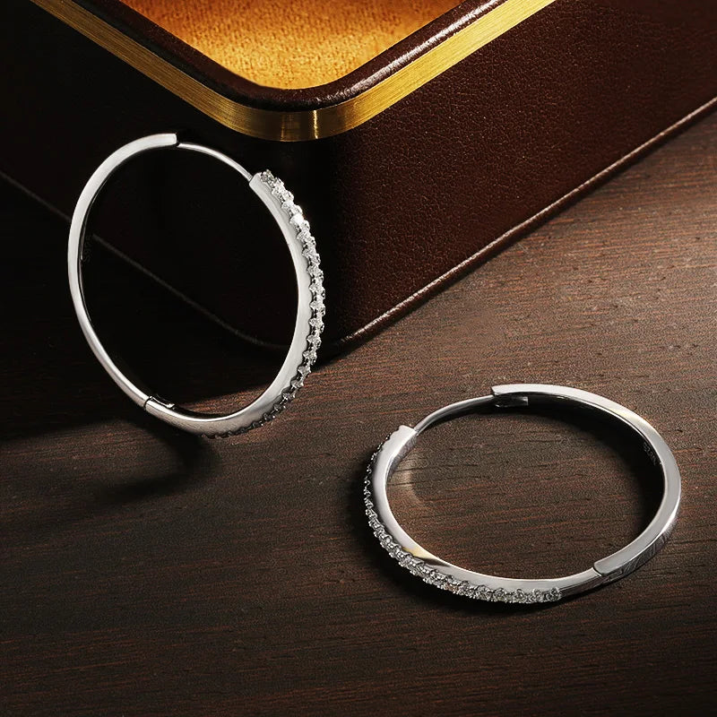 D VVS1 Hoop Moissanite Earrings for Women GRA Certified Brilliant Diamond Solid s925 Silver Plated 18k Wedding Earring