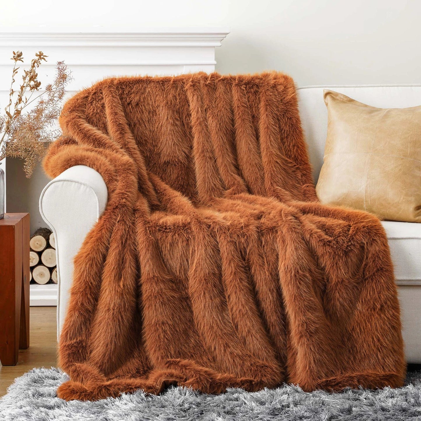 Fluffy Soft Blankets Luxury Fur blanket for Bed Sofa Mink Faux Fur Throw and Blankets Large Warm Blanket for Home Decor