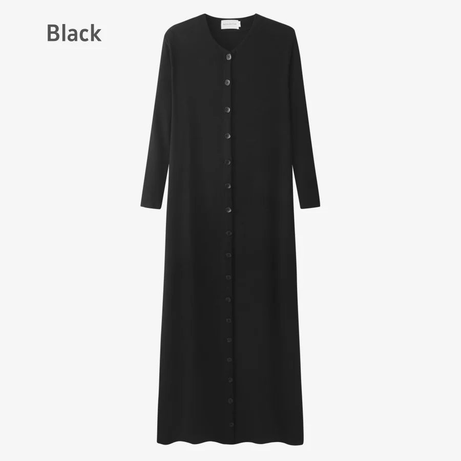 Maxi dress woman fashion V neck comfortable button dress