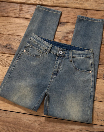 Men's Premium Lightweight Business Stretch Denim Pants - Versatile Slim Fit Straight Leg Long Trousers for All Seasons
