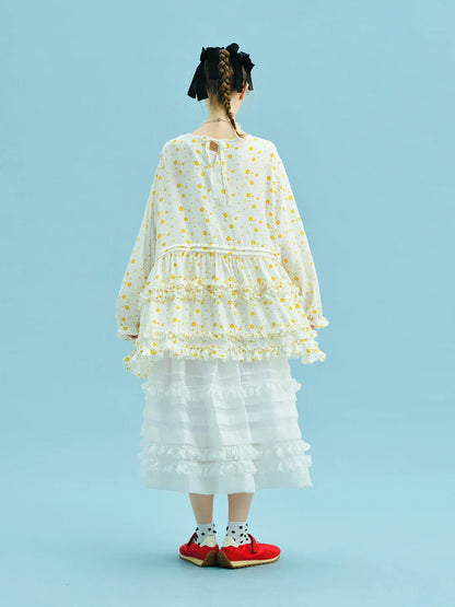 Half length skirt 2025 imakokoni Xia Sen style artistic bright yarn light and thin lace layered A-line skirt 255049