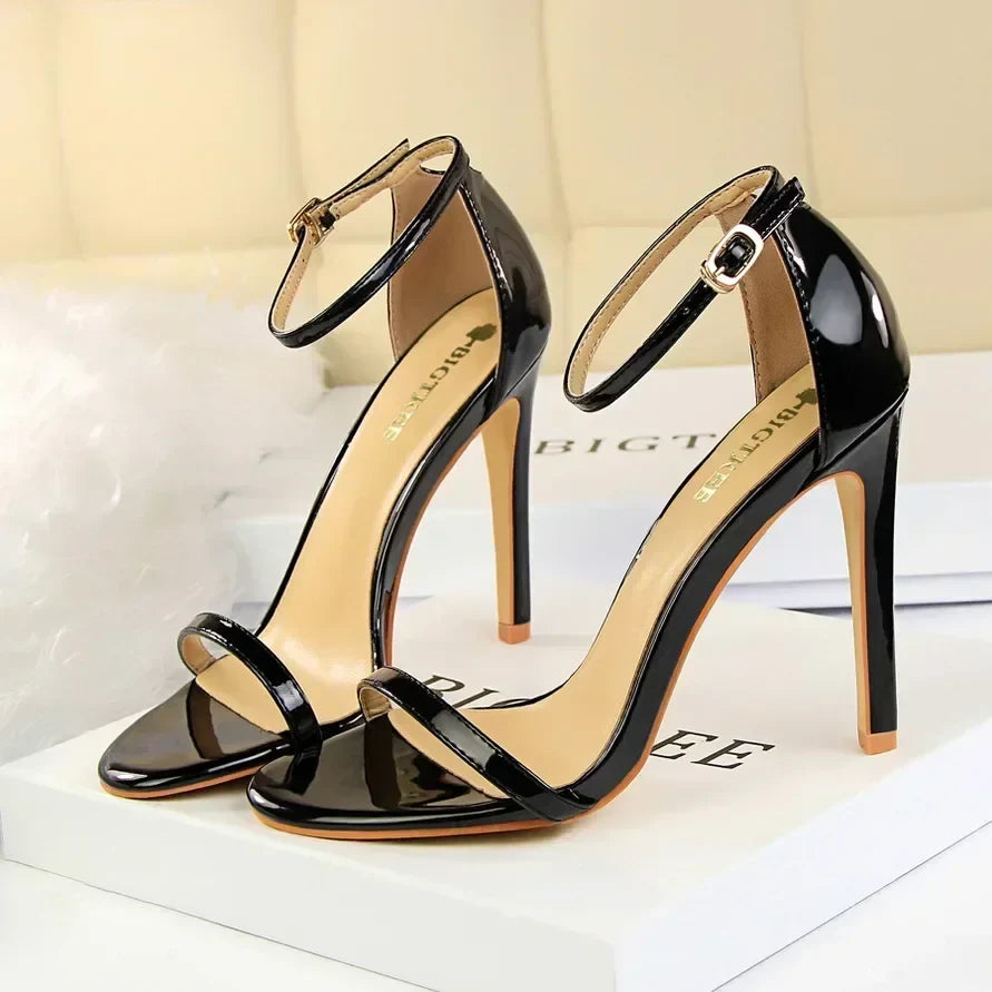 Women Gladiator Stiletto Classic Ankle Strap Holiday Beach Sandals Lady Fashion Suede 8cm 11cm High Heels Sexy Red Brown Sandles