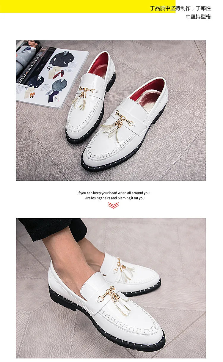 Luxury Red Patent Men Formal Shoes Leather Designer Tassels Mens Oxford Shose Fashion Wedding Men Dress Shoes sapato social