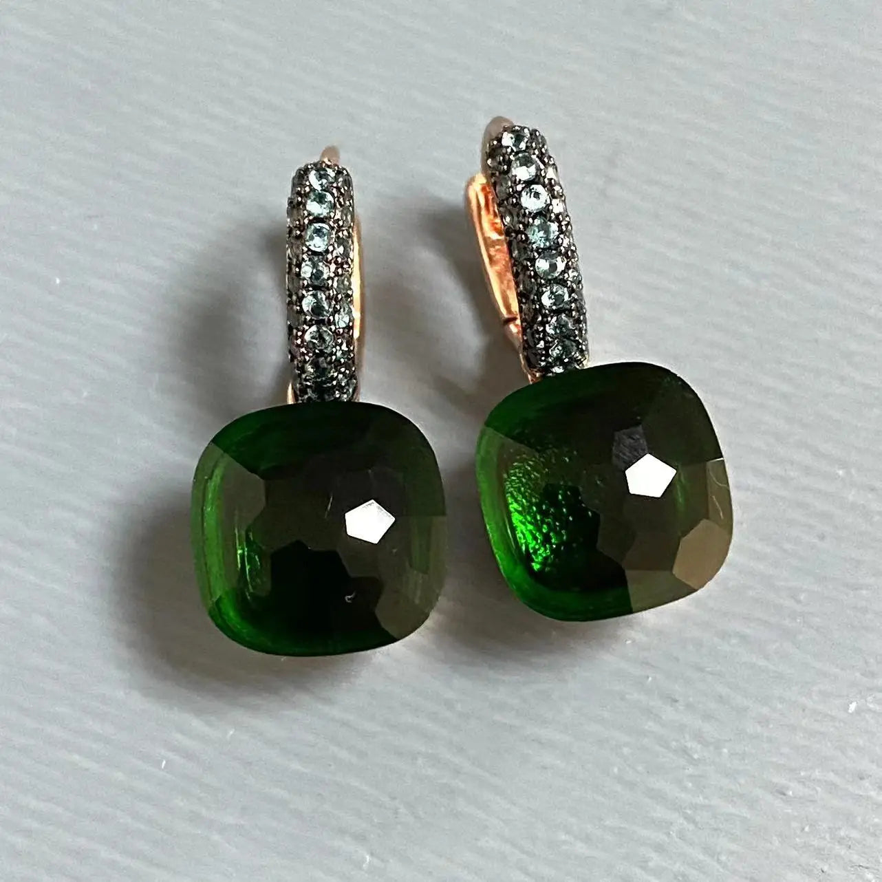 Classic Nudo Earrings Inlay Blue Topaz Zircon With Black Gun Plated Brown Crystal Earrings Fashion Jewelry Gift For Women