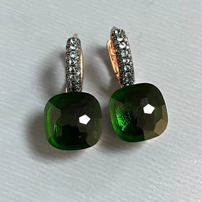 Classic Nudo Earrings Inlay Blue Topaz Zircon With Black Gun Plated Brown Crystal Earrings Fashion Jewelry Gift For Women