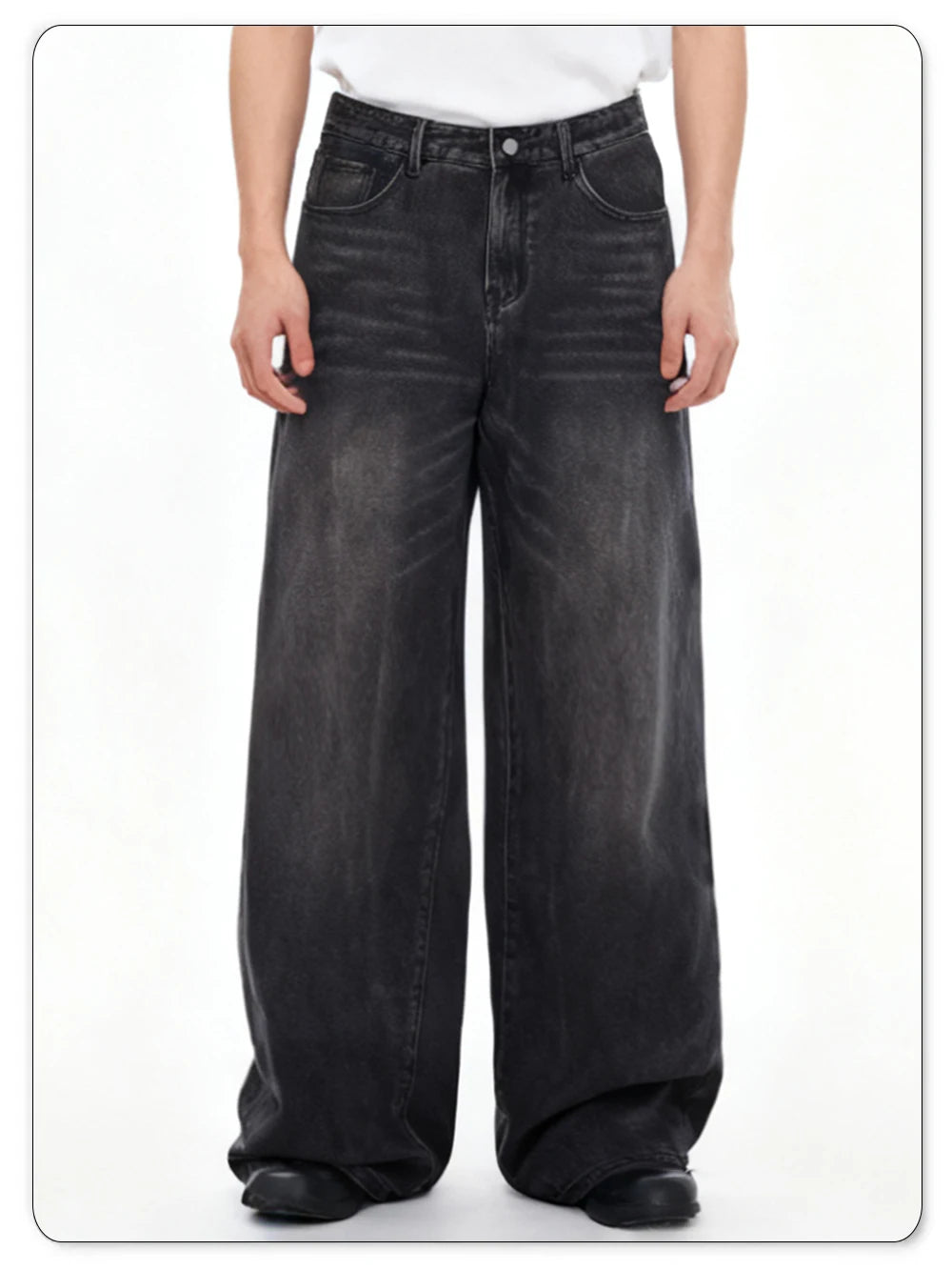 Calças jeans masculinas de quatro estações Versão coreana Calça casual para estudantes Retrô americano Cinza Preto Larga Solta Perna Reta Calça jeans folgada masculina