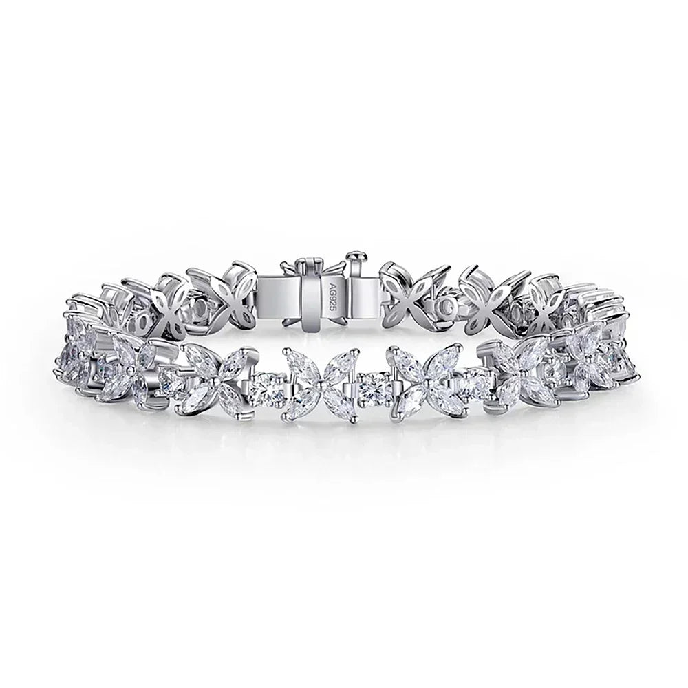 Luxury Butterfly Moissnaite Tennis Bracelets with Certificate /High Carbon Diamond Bracelet for Women 100% S925 Silver Jewelry
