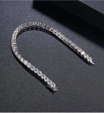 Hidden Spring Buckle Full Moissanite Tennis Bracelet D Color 2/2.5/3/4/5mm Lab Diamond Link Bracelets For Women Man Gift