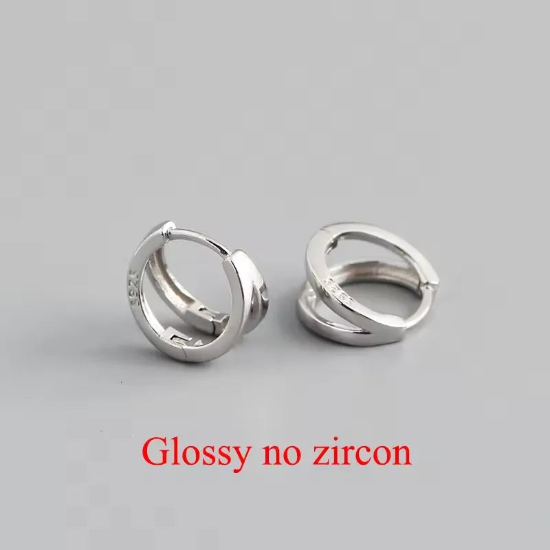 925 Sterling Silver Fashion Luxury Shiny Double Layer Zircon Huggies Hoop Earrings for Women Plated 18k Gold Fine Jewelry