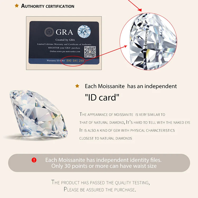 Round Moissanite Ring for Women, White Gold Plated D Color VVS1 Lab Diamond 925 Sterling Silver Engagement Ring